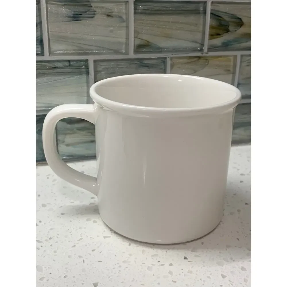 Pottery Barn Initial Letter M Coffee Mug Cup Stoneware Monogram Black White